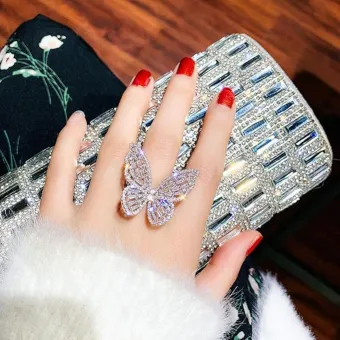 Zircon Adjustable Butterfly Finger Ring